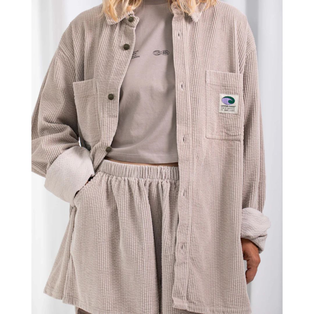 Latitud Fuego Corduroy Long Sleeve Shirt Jacket Topo — lifestyle shot 3