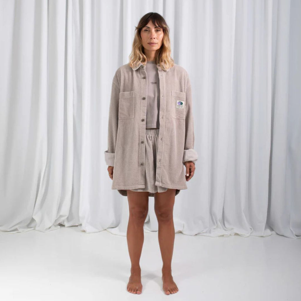 Latitud Fuego Corduroy Long Sleeve Shirt Jacket Topo — detail view