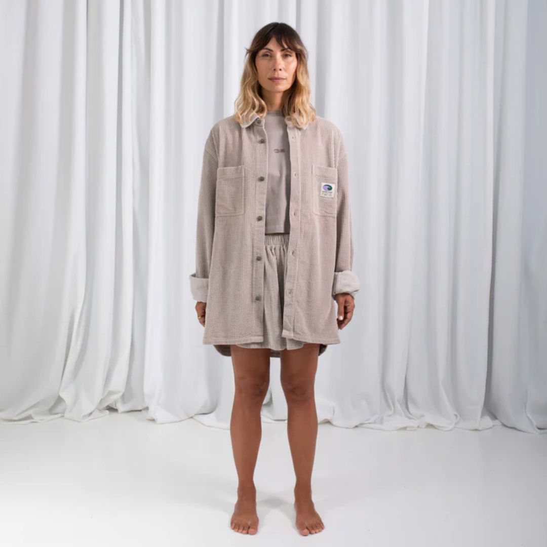 Latitud Fuego Corduroy Long Sleeve Shirt Jacket Topo — detail view