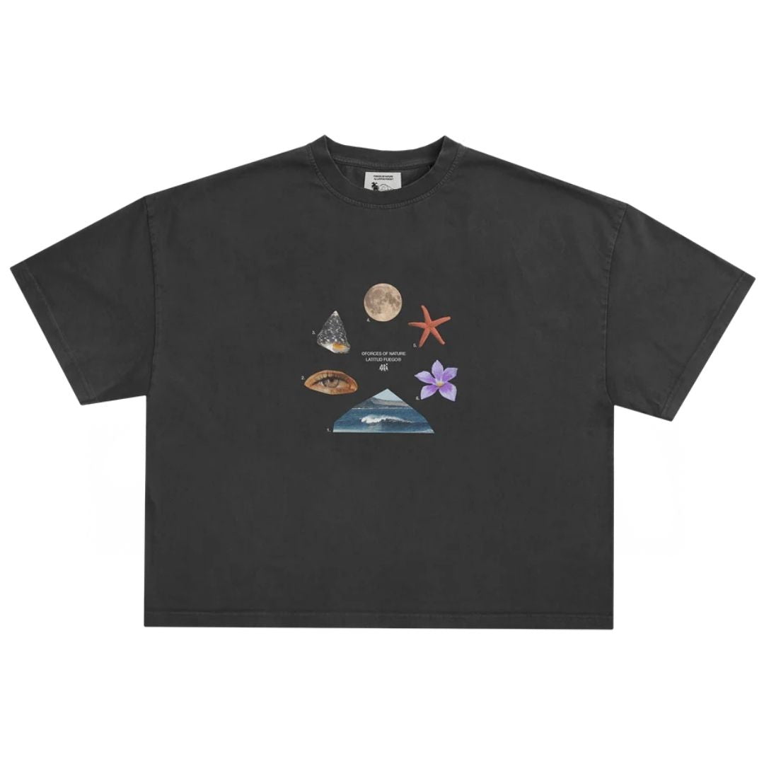 Latitud Fuego Womens Eruption Cropped T-Shirt Anthracite — front view