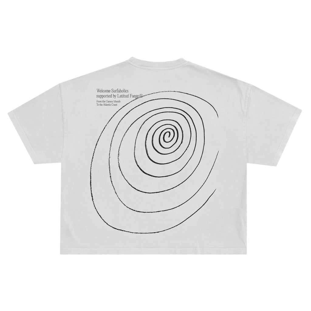 Latitud Fuego Womens Spiral Cropped T-Shirt Ecru — front view