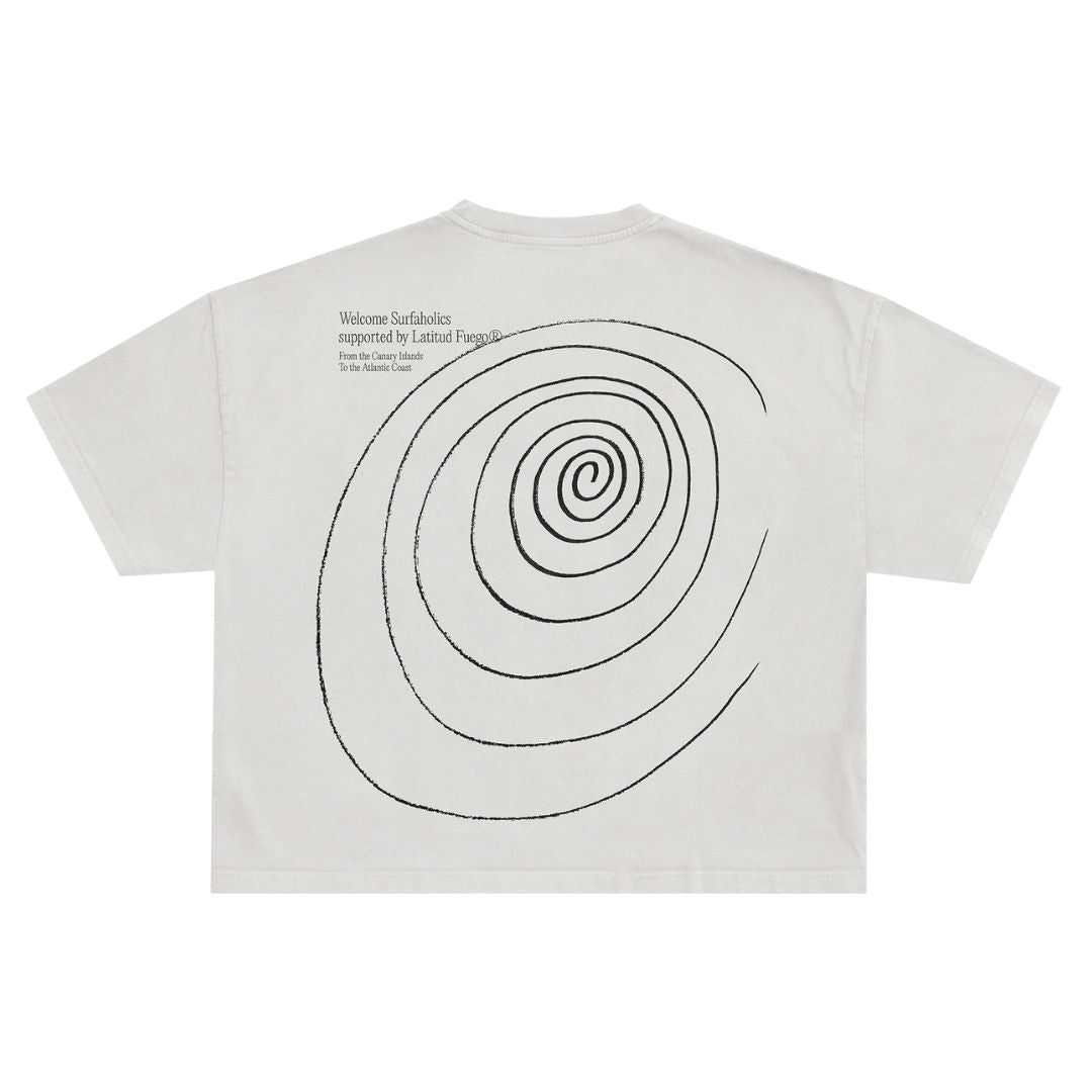 Latitud Fuego Womens Spiral Cropped T-Shirt Ecru — front view