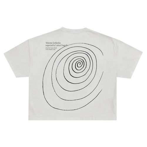 Latitud Fuego Womens Spiral Cropped T-Shirt Ecru — front view
