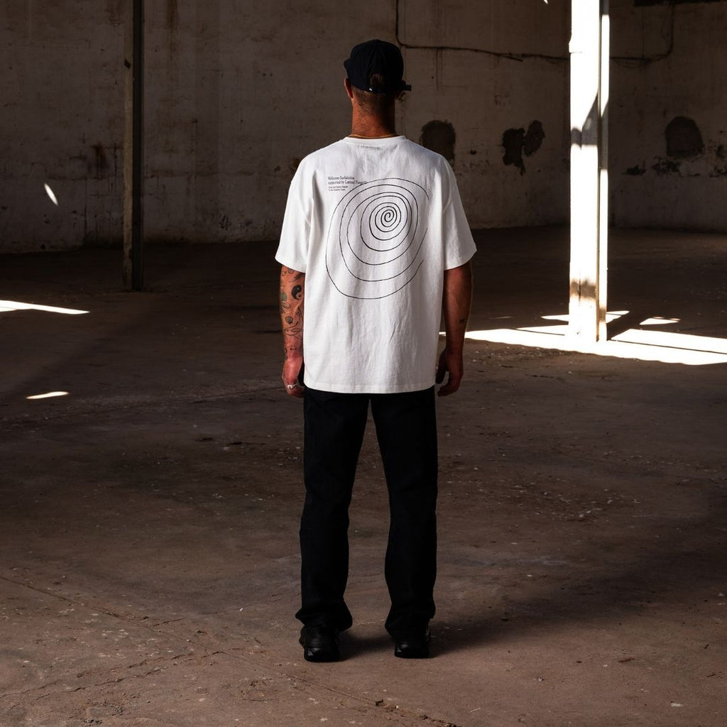 Latitud Fuego Spiral T-Shirt Ecru — detail view
