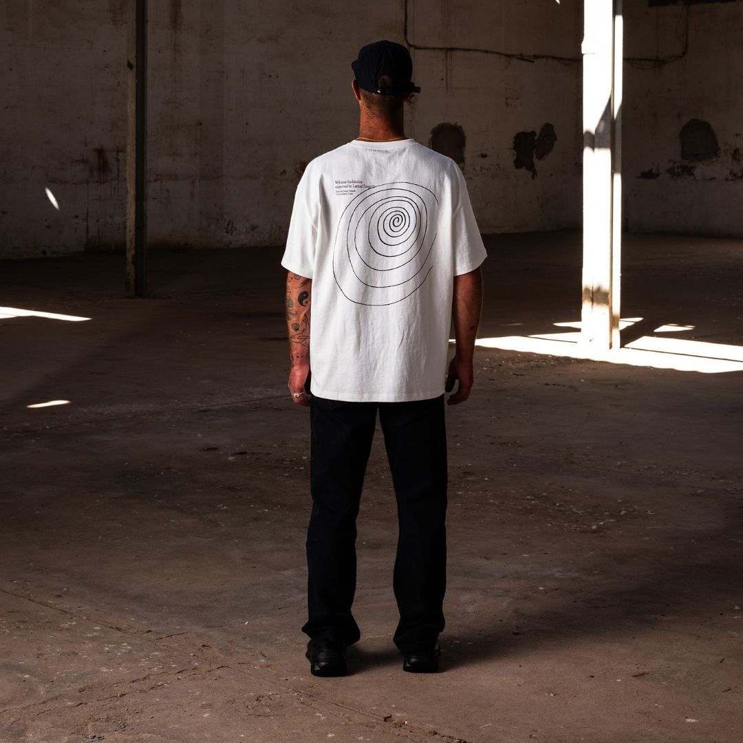 Latitud Fuego Spiral T-Shirt Ecru — detail view