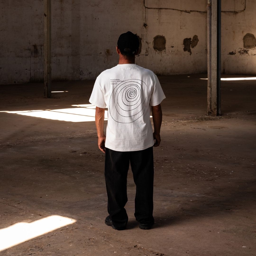 Latitud Fuego Spiral T-Shirt Ecru — lifestyle shot