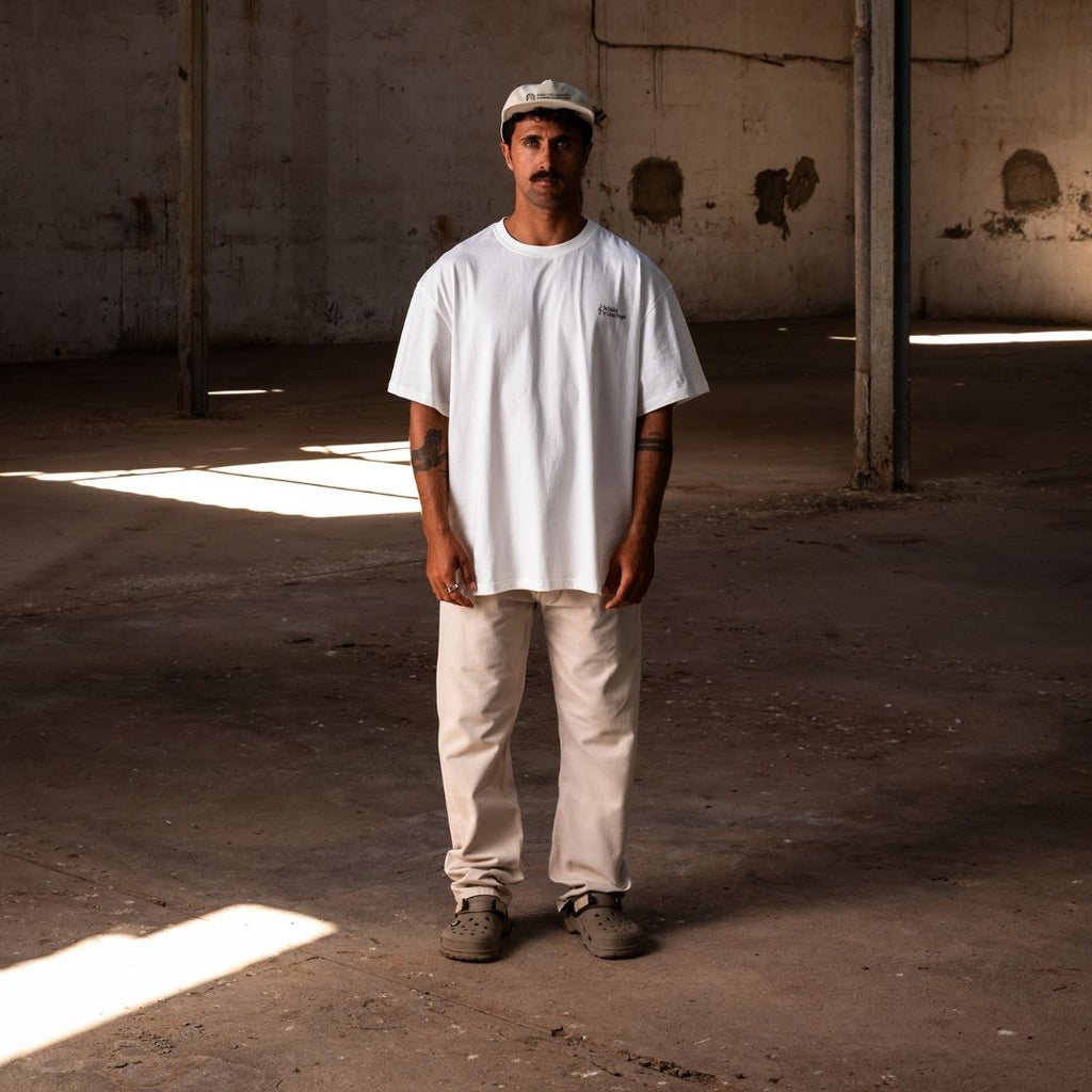 Latitud Fuego Stamps T-Shirt Ecru — lifestyle shot 3