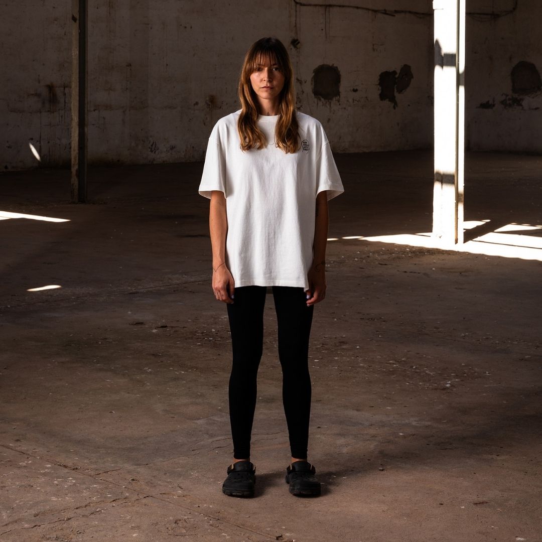 Latitud Fuego Stamps T-Shirt Ecru — lifestyle shot 2