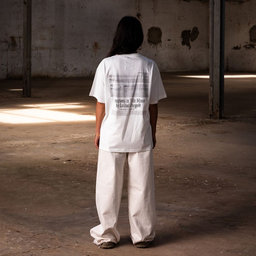 Latitud Fuego Symphony T-Shirt White — worn view
