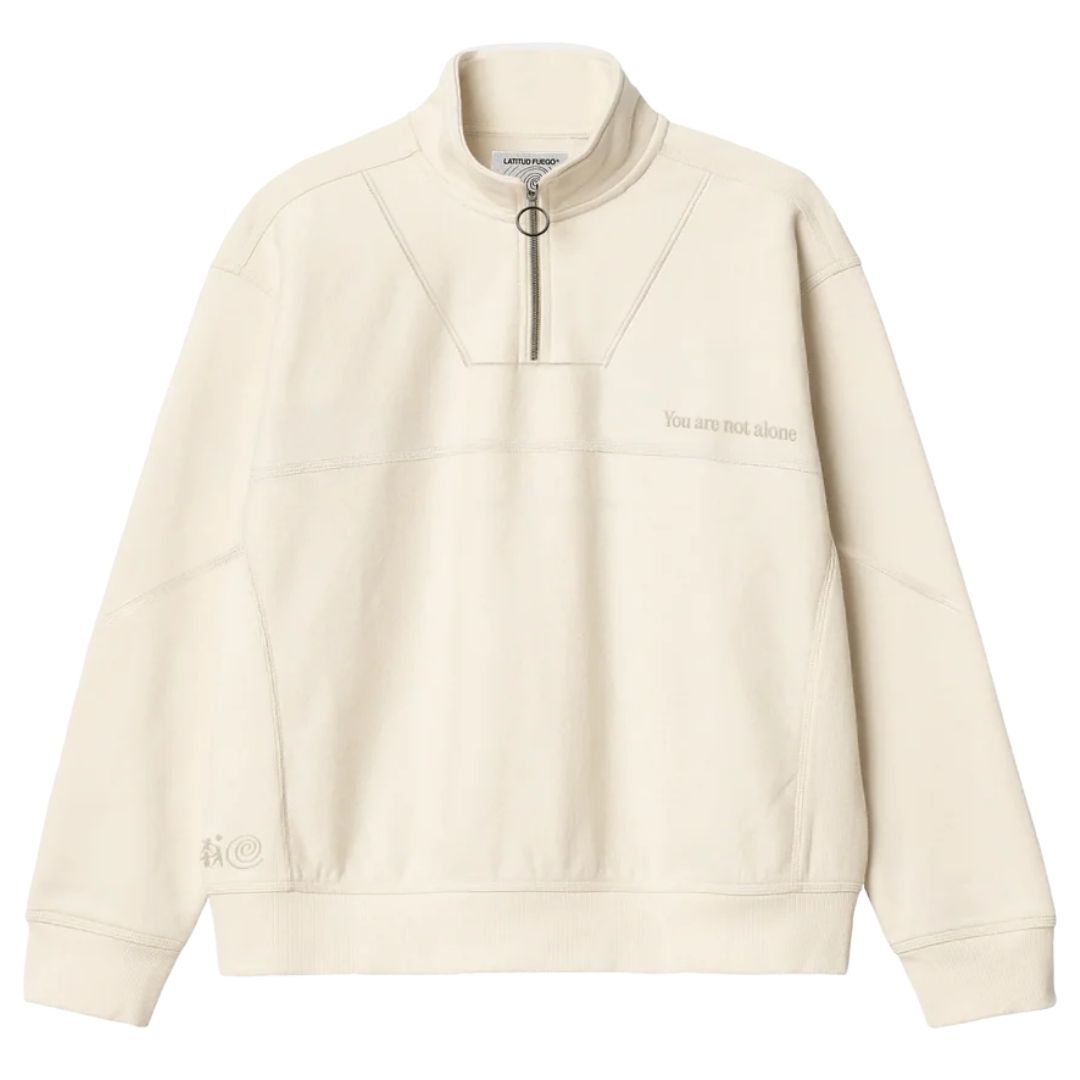 Latitud Fuego Vintage Zip Sweater Beige — front view