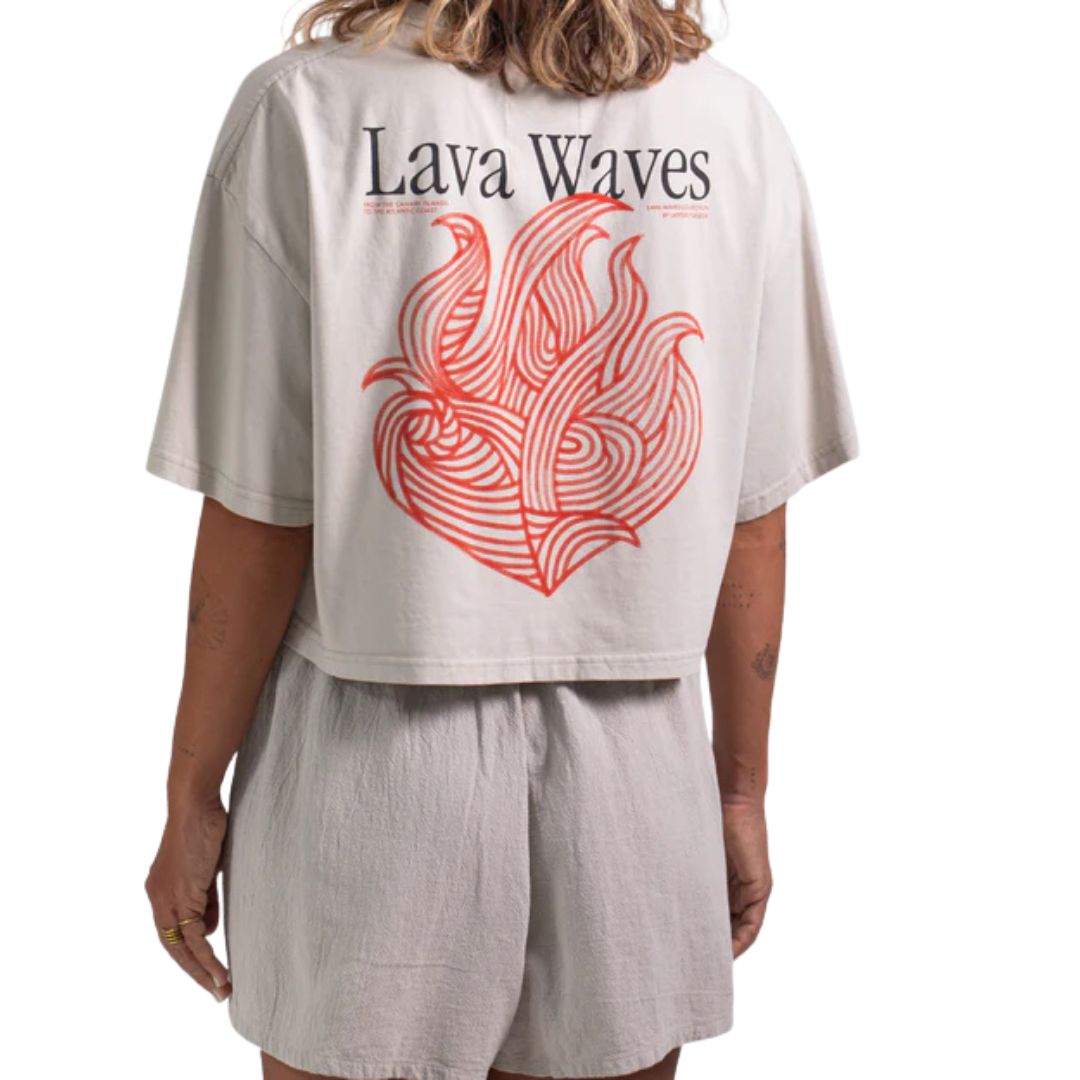 Latitud Fuego Womens Cropped Flames T-Shirt - Bone