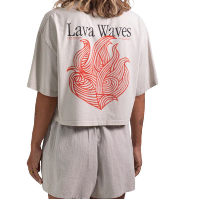 Latitud Fuego Womens Cropped Flames T-Shirt - Bone