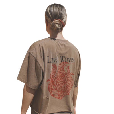 Latitud Fuego Womens Cropped Flames T-Shirt - Brown