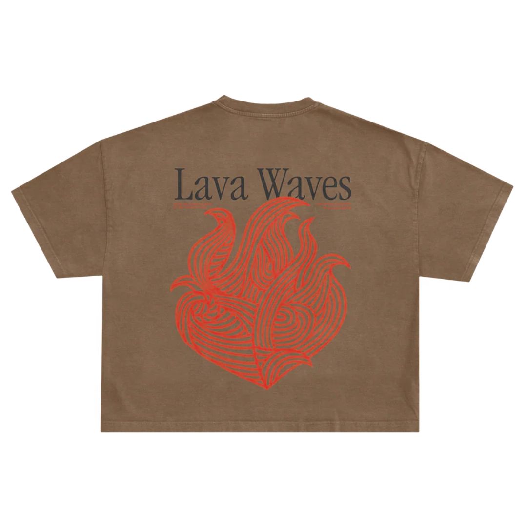 Latitud Fuego Womens Cropped Flames T-Shirt - Brown