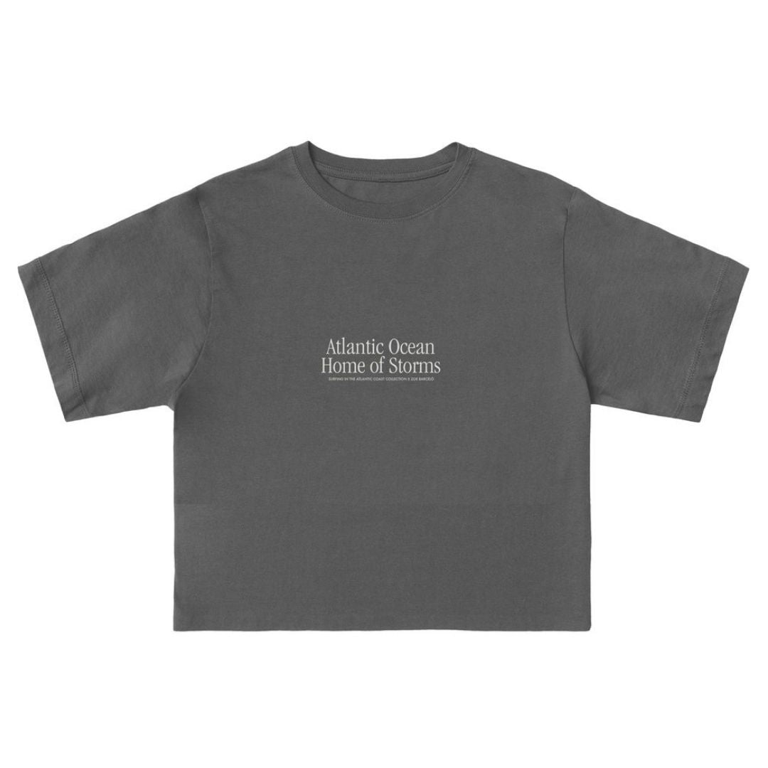 Latitud Fuego Womens Home of storms Cropped T-Shirt - Washed Black