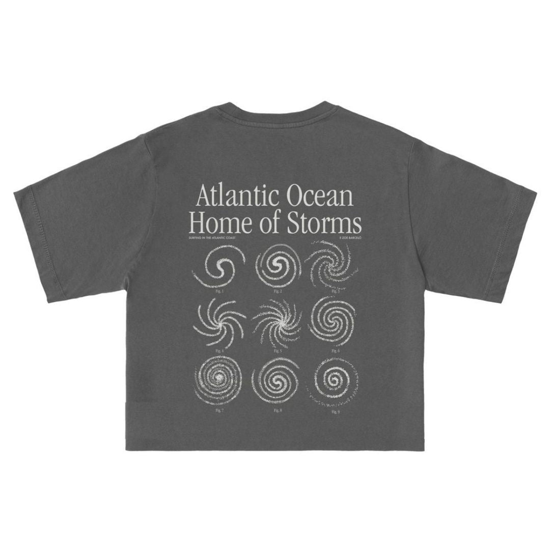 Latitud Fuego Womens Home of storms Cropped T-Shirt - Washed Black