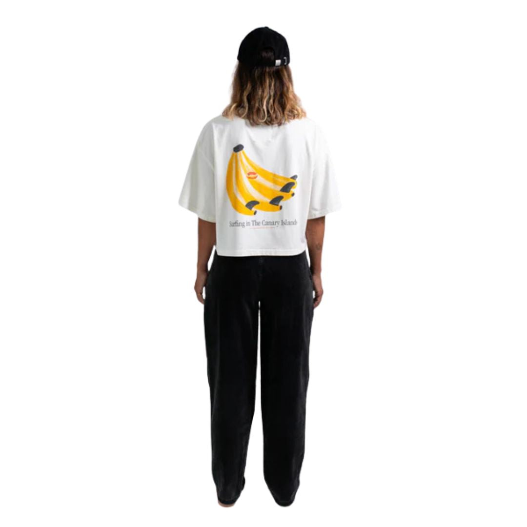 Latitud Fuego Womens Platanos Cropped T-Shirt Ecru — lifestyle shot 3