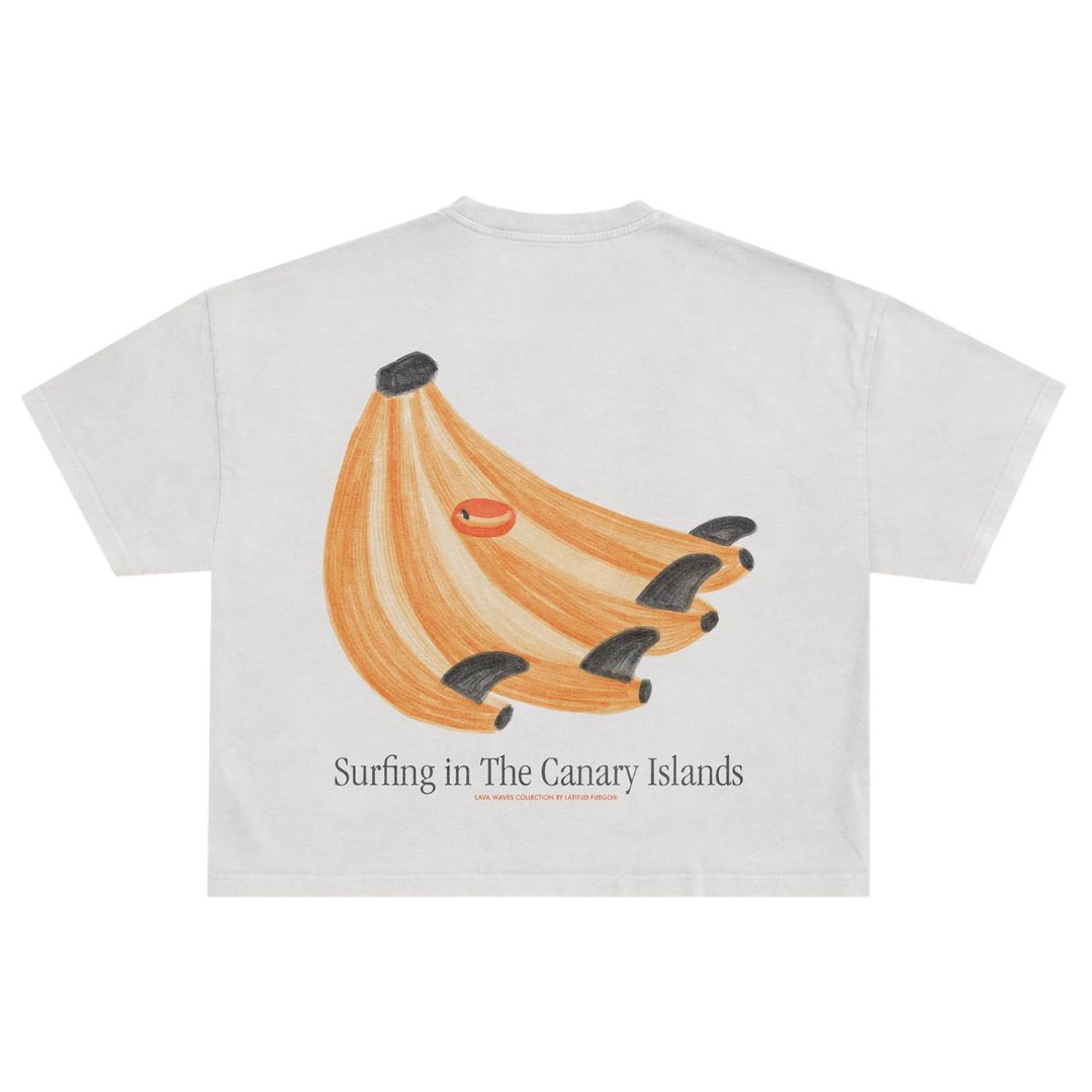Latitud Fuego Womens Platanos Cropped T-Shirt Ecru — front view