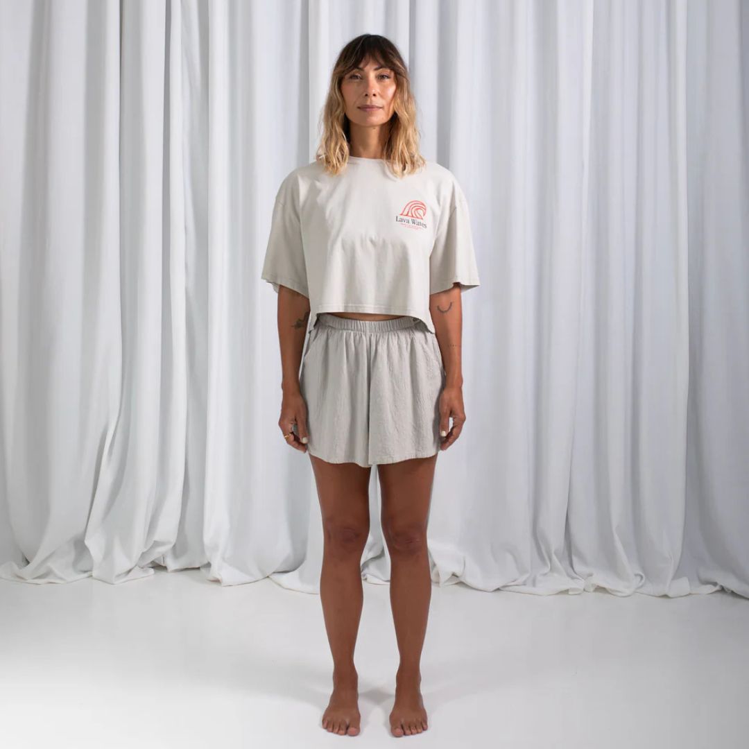 Womens LF Organic Cotton Shorts - Bone / Grey