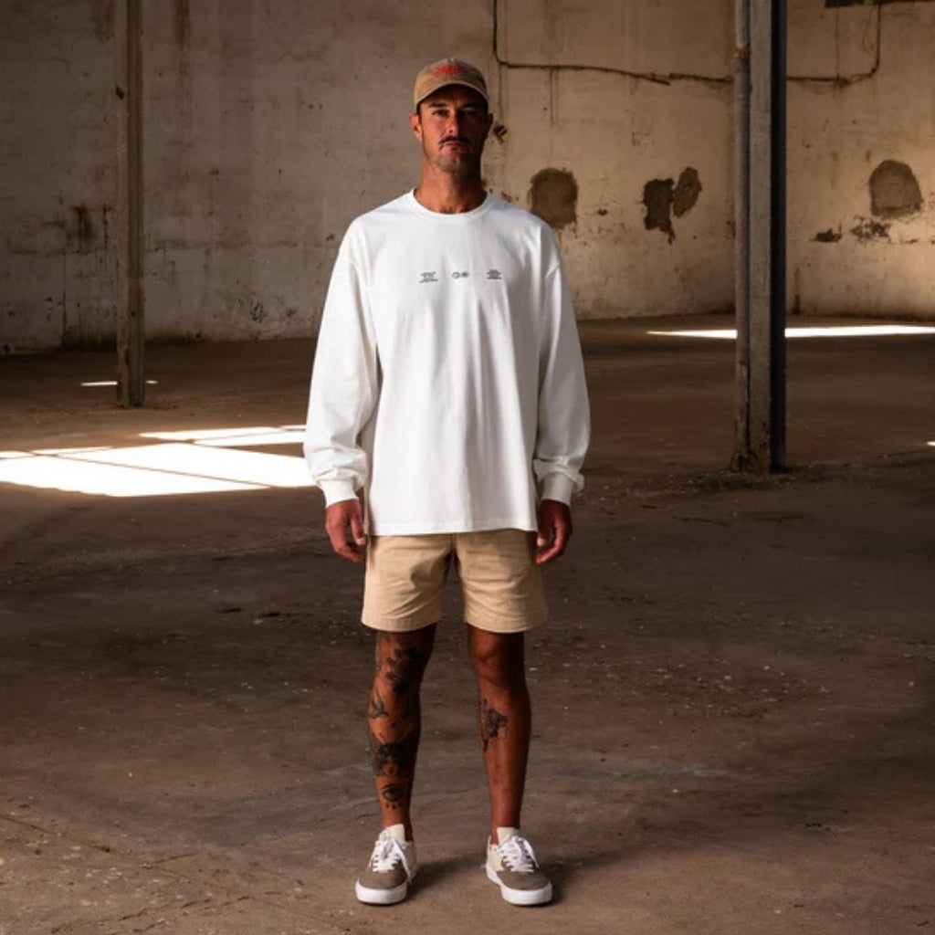Latitud Fuego World Long Sleeve T-Shirt White — worn view
