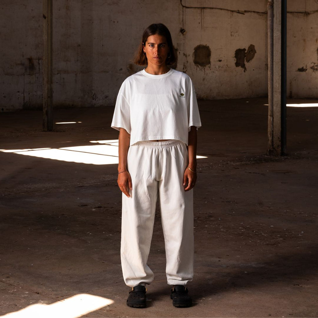 Latitud Fuego Womens Lemon Cropped T-Shirt White — lifestyle shot