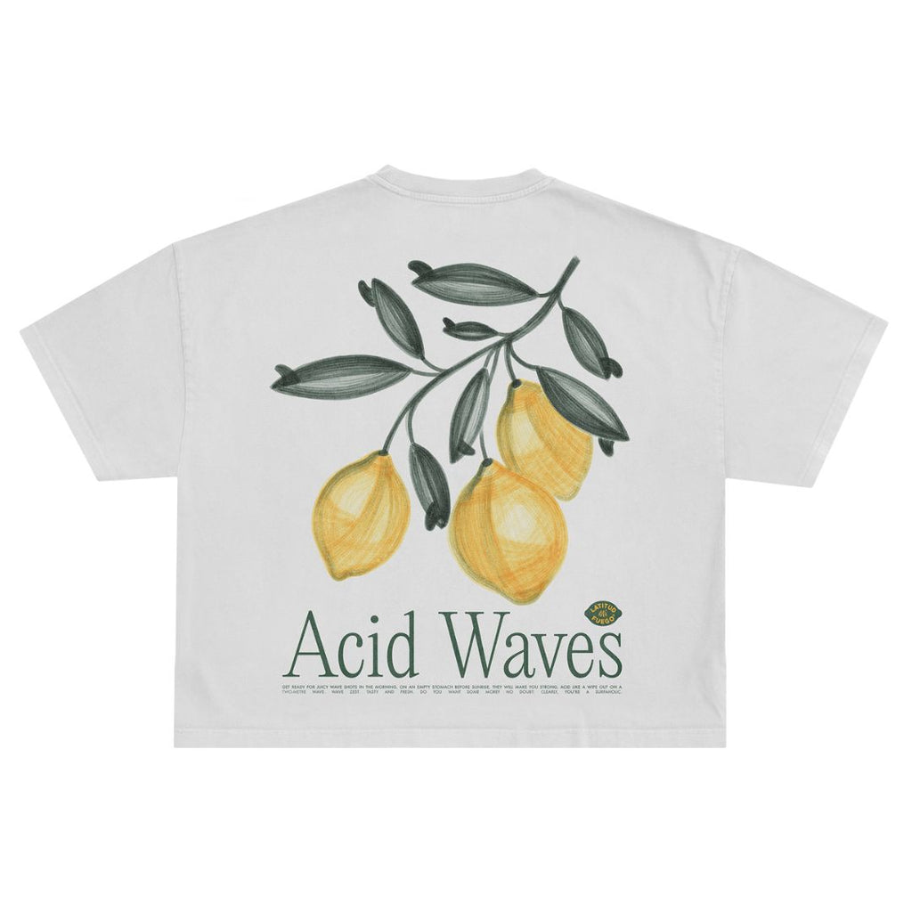 Latitud Fuego Womens Lemon Cropped T-Shirt White — front view