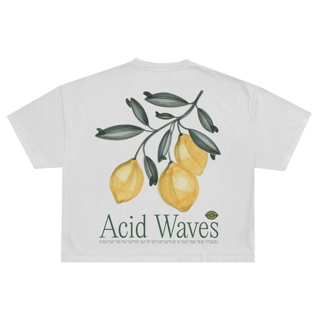 Latitud Fuego Womens Lemon Cropped T-Shirt White — front view