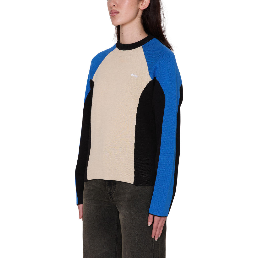 Womens Angie Crew Sweater - Cream Multi - back