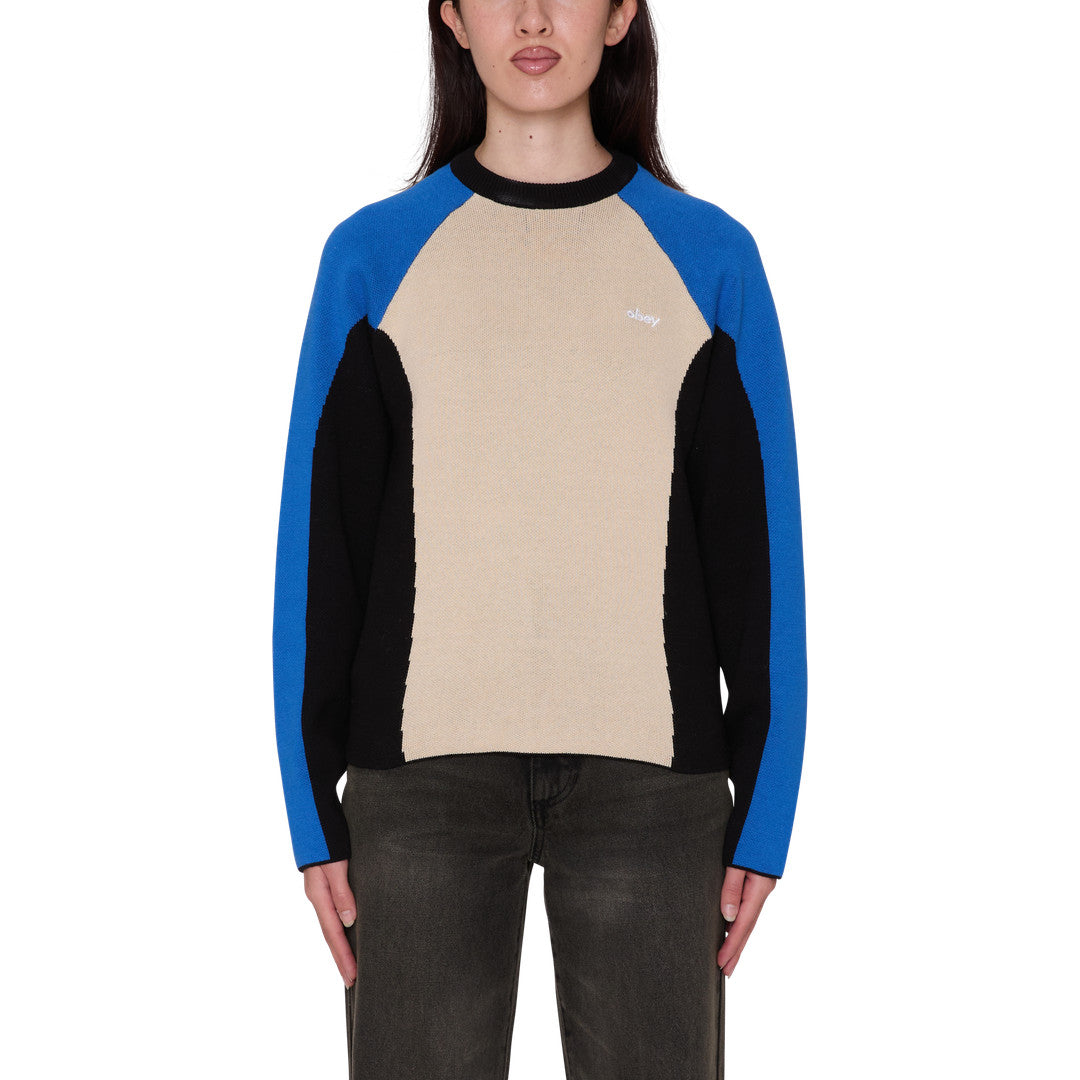 Womens Angie Crew Sweater - Cream Multi - front