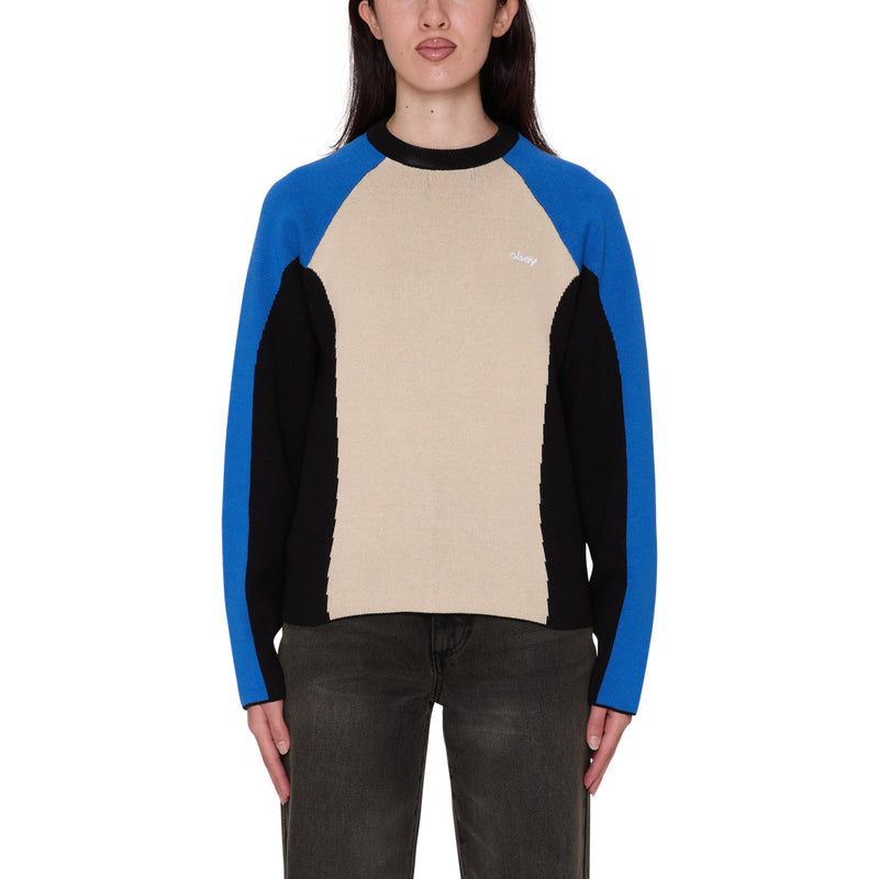 Womens Angie Crew Sweater - Cream Multi - front