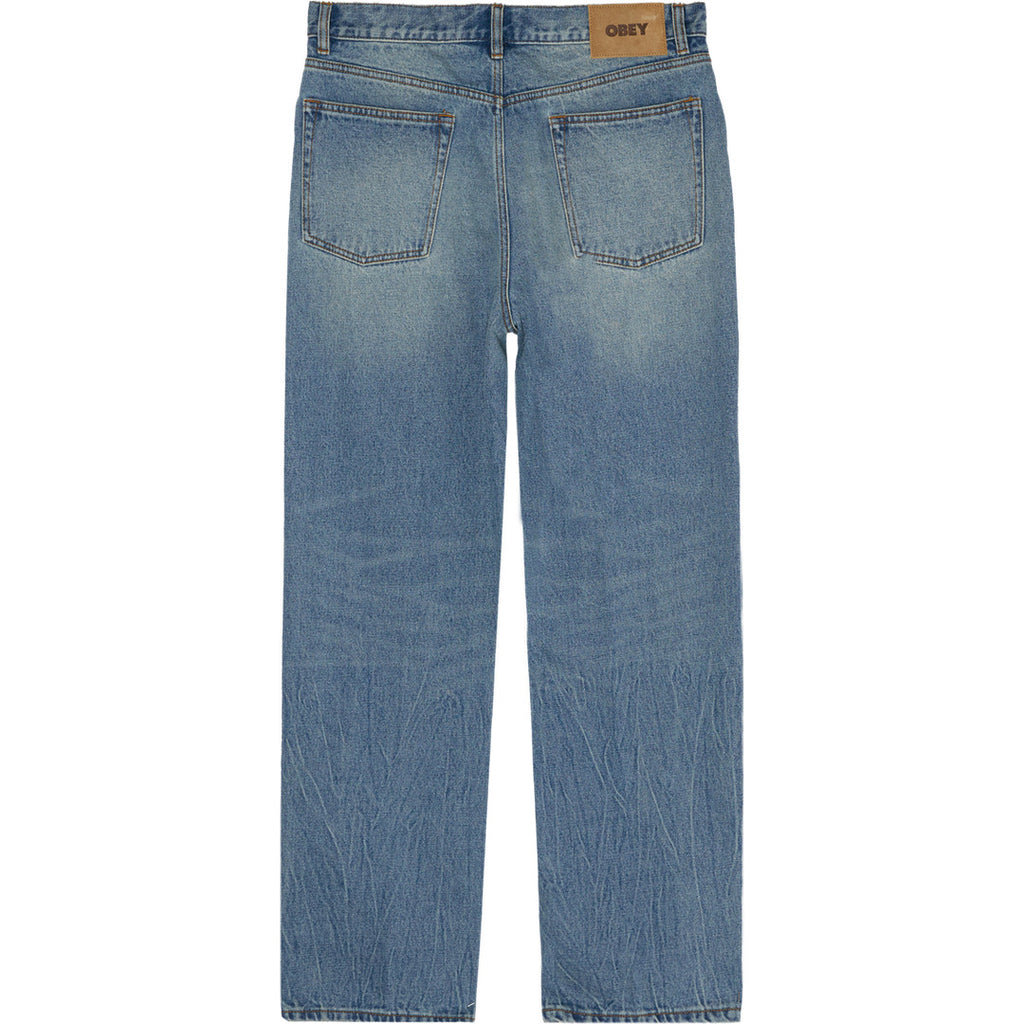 Obey Classic Baggy Denim Jeans - Heavy Vintage Light Indigo - back