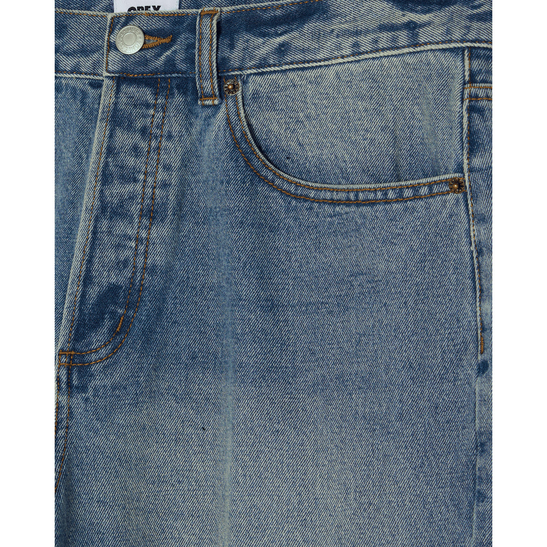 Obey Classic Baggy Denim Jeans - Heavy Vintage Light Indigo - detail