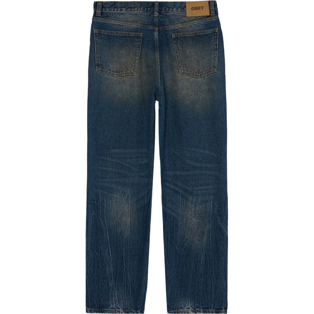 Obey Classic Baggy Denim Jeans Oil Stained Indigo - back