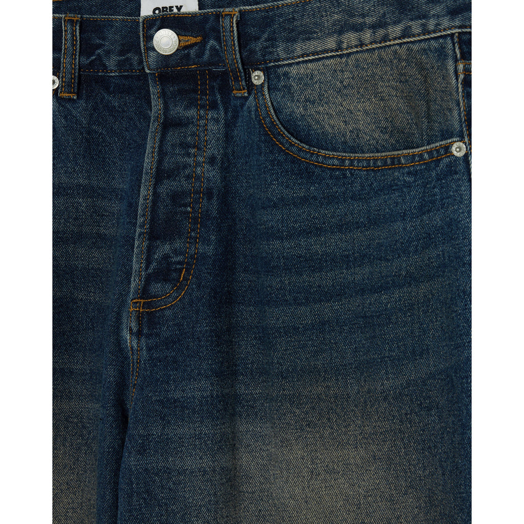 Obey Classic Baggy Denim Jeans Oil Stained Indigo - detail 1