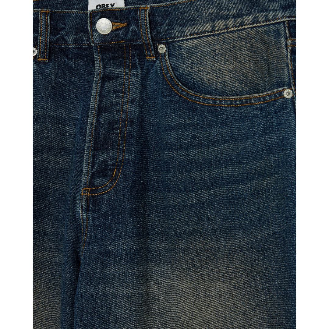 Obey Classic Baggy Denim Jeans Oil Stained Indigo - detail 1