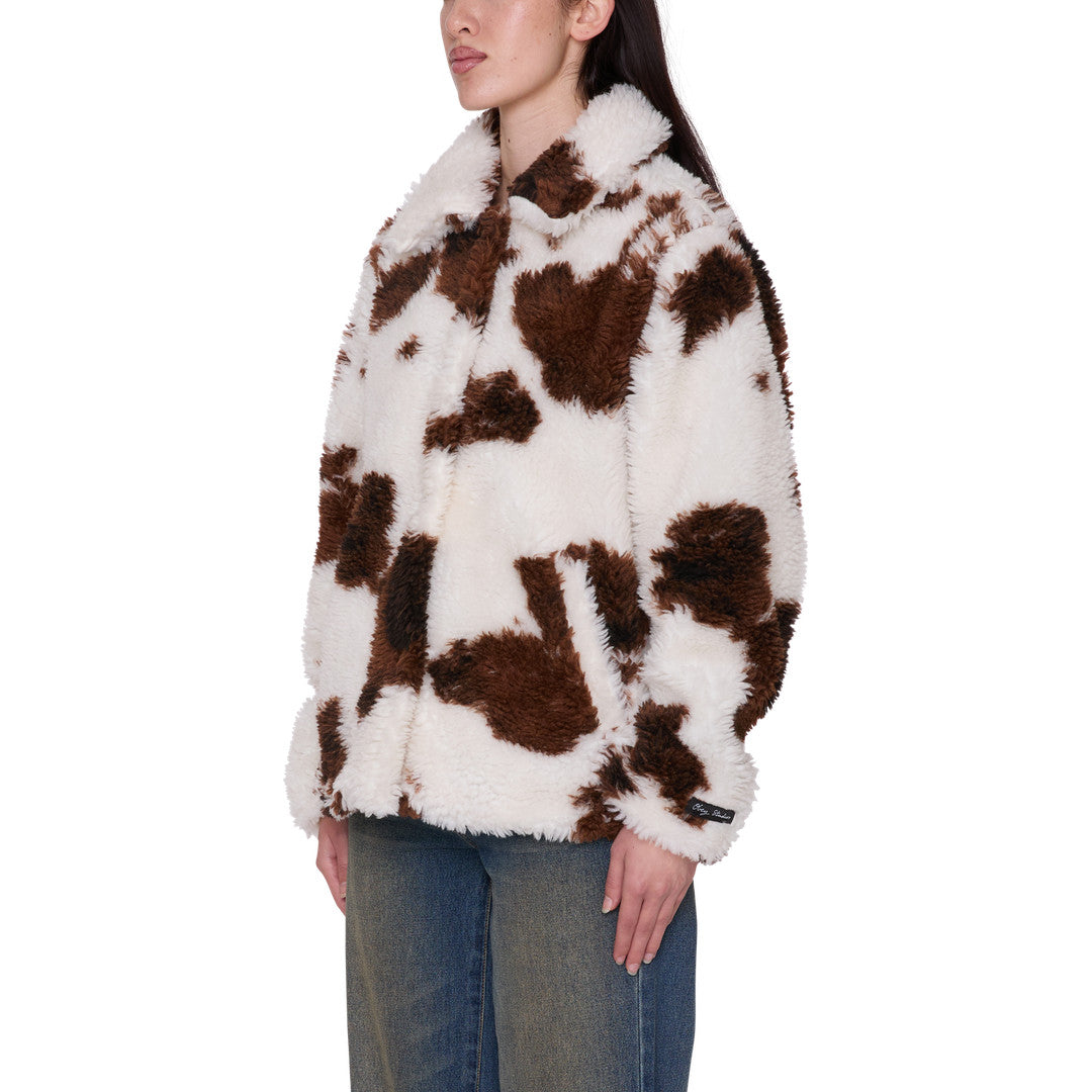 Womens Nolie Sherpa Short Coat - Cow Print - back