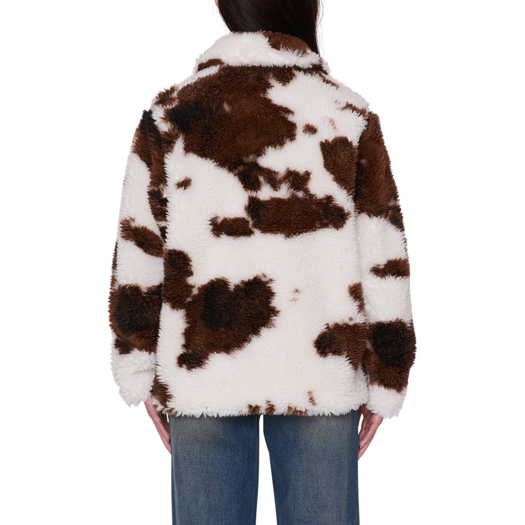 Womens Nolie Sherpa Short Coat - Cow Print - detail 1