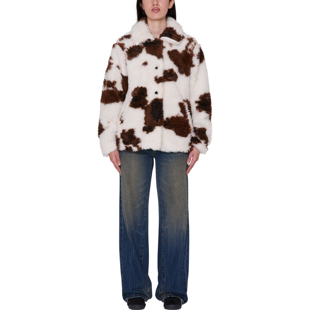 Womens Nolie Sherpa Short Coat - Cow Print - detail 2
