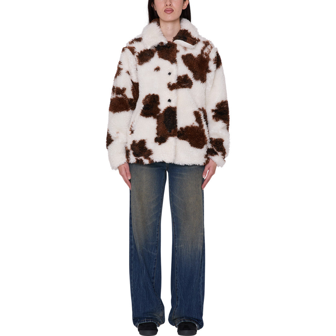 Womens Nolie Sherpa Short Coat - Cow Print - detail 2