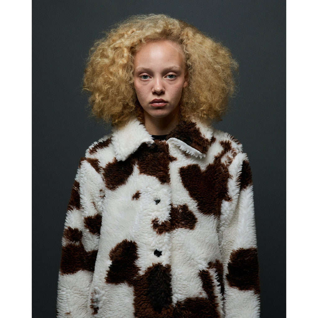 Womens Nolie Sherpa Short Coat - Cow Print - detail 3
