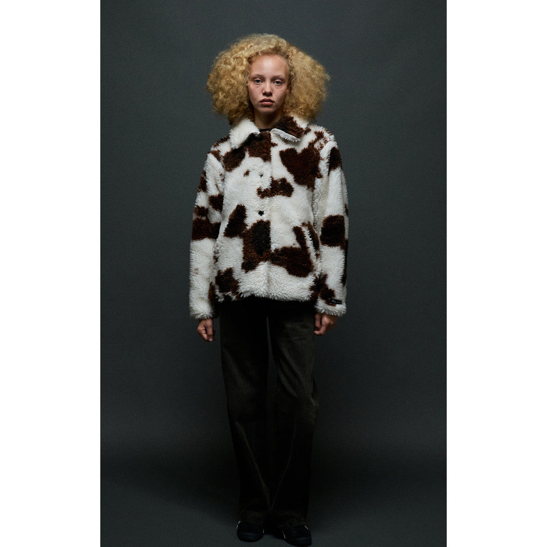 Womens Nolie Sherpa Short Coat - Cow Print - detail 4