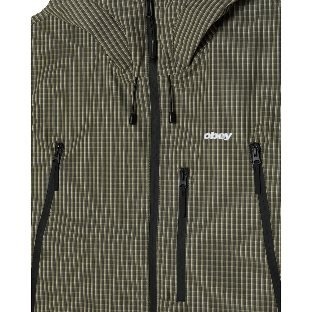 Obey Obsidian Jacket - Vetiver Plaid - detail