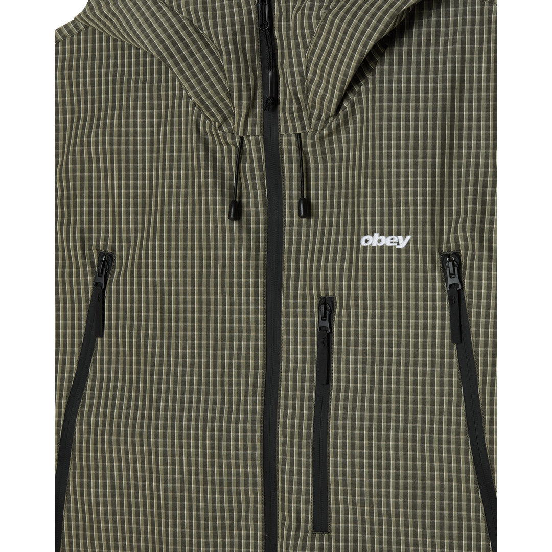 Obey Obsidian Jacket - Vetiver Plaid - detail