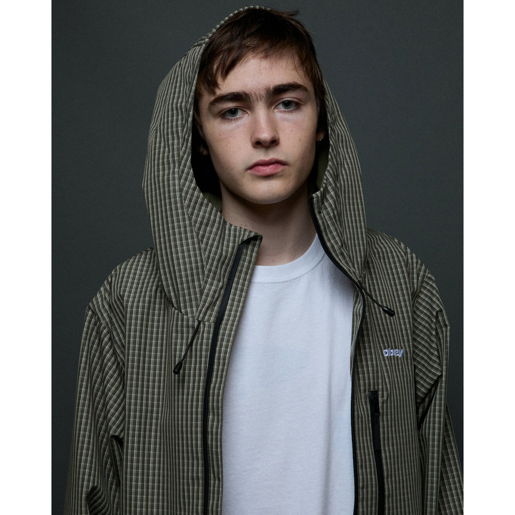 Obey Obsidian Jacket - Vetiver Plaid - detail 2