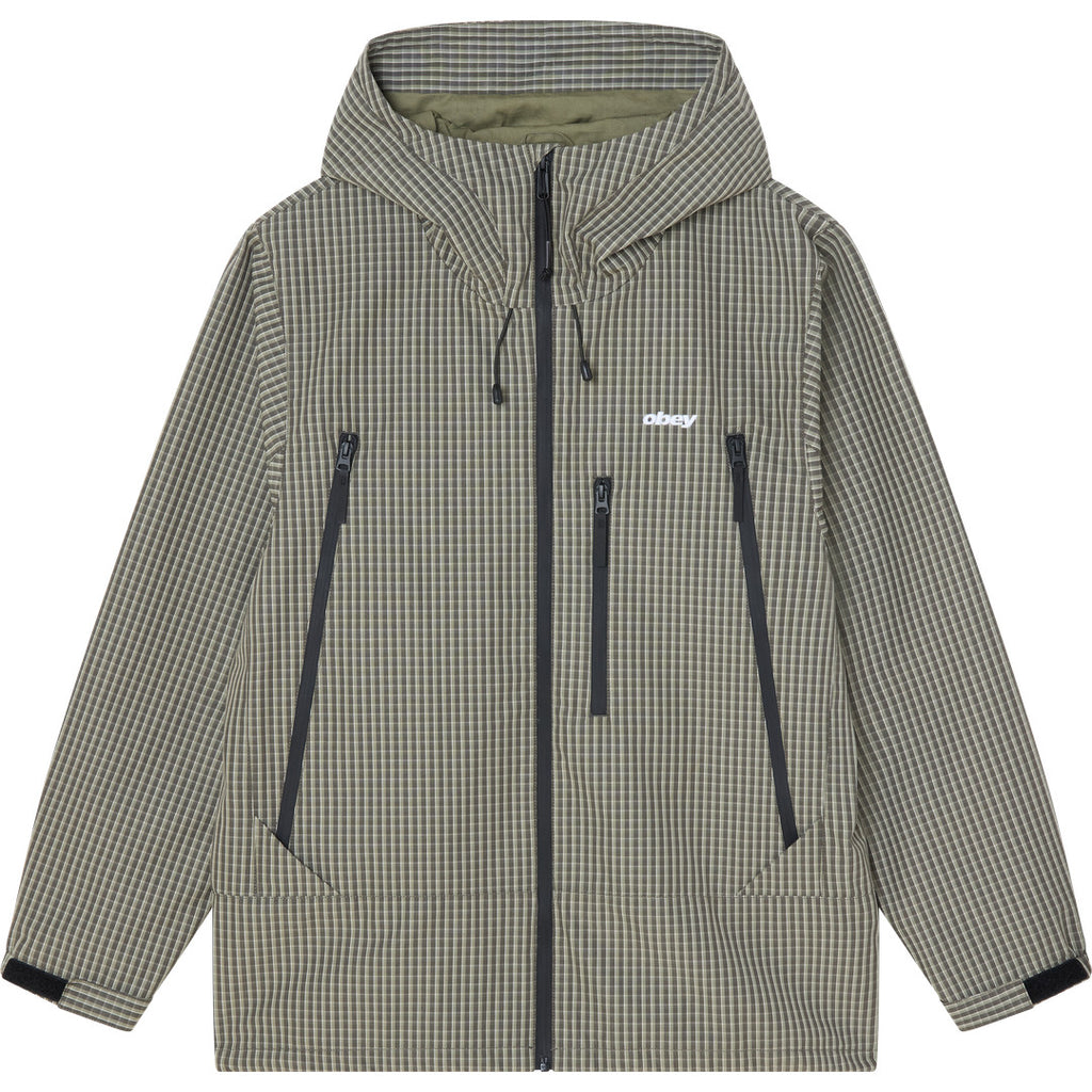Obey Obsidian Jacket - Vetiver Plaid - front