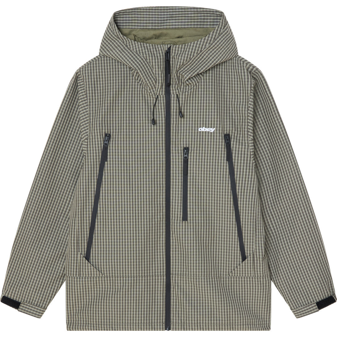 Obey Obsidian Jacket - Vetiver Plaid - front