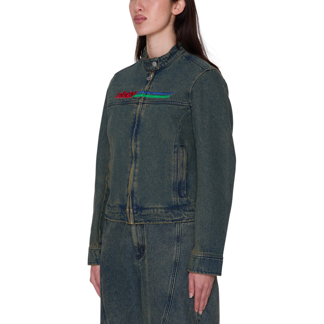 Womens Rove Moto Jacket - Yellow Tint Wash - back