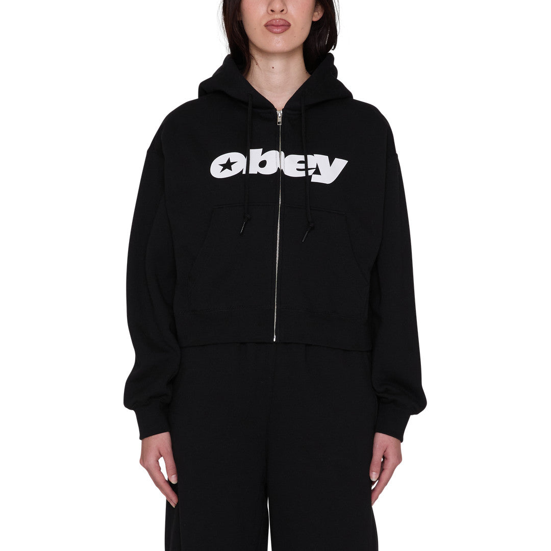 Womens Speed Star Zip Hoodie - Black - front