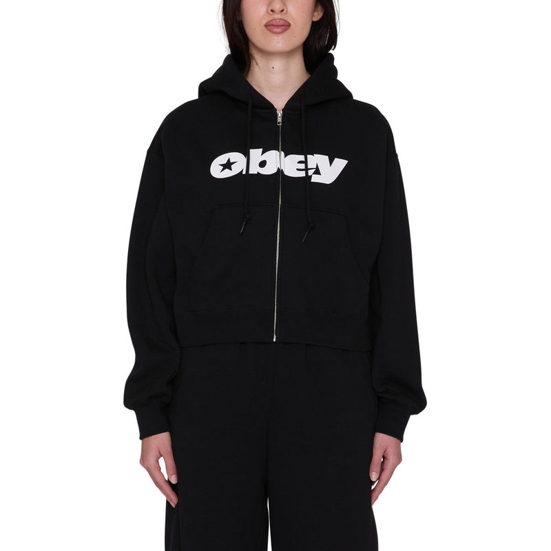Womens Speed Star Zip Hoodie - Black - front