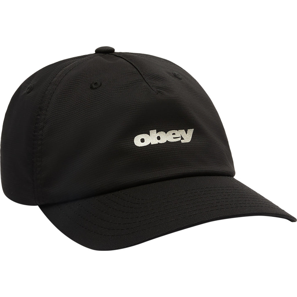 Obey Stride 5-Panel Strapback Hat - Black - front